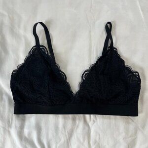 Old Navy Solid Black Lace Triangle Adjustable Strap Bra | Size L